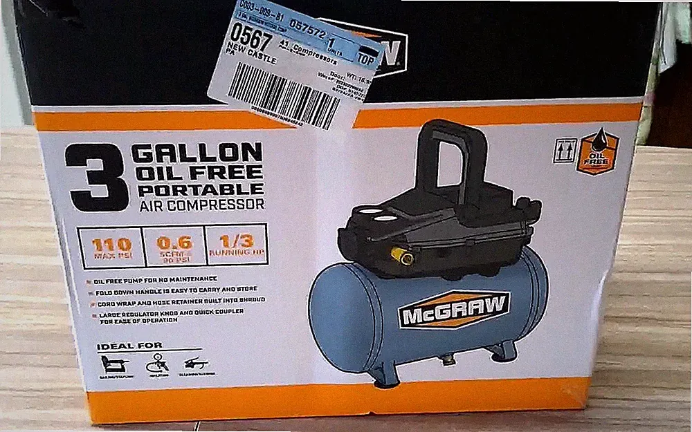 3 Gallon 110 PSI Oil Free Hot Dog Air Compressor Portable 1/3 HP Compact