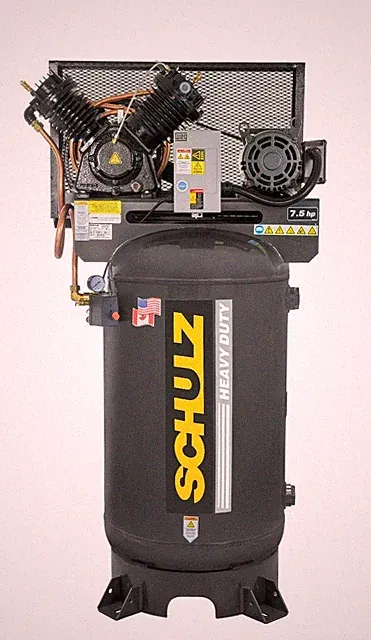 SCHULZ AIR COMPRESSOR 7.5HP 3 PHASE - 80 GALLON TANK - 30CFM - 175 PSI