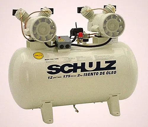SCHULZ MSV 12/30 Oil‑Free Air Compressor 2 HP | 30‑Gallon Horizontal Tank